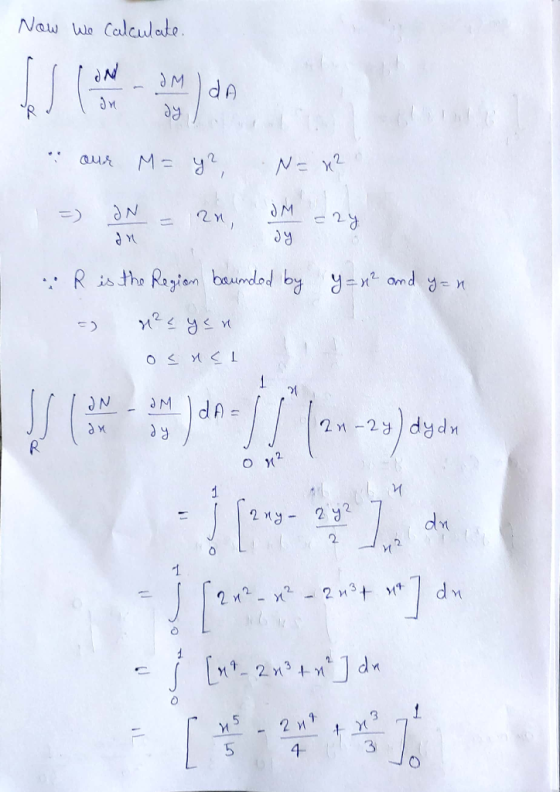 Now We Calculate. ON JM — da ди д our М= *, N= x² JM IN dn ам, с 2-3 Я . R is the Region bounded by y = n² and y=n и < 3 м ок
