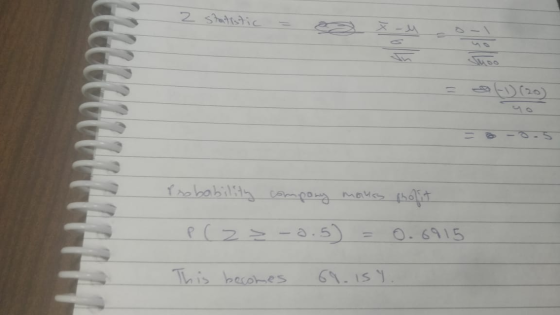 2 statistic = Probability company manas profit P ( 2 ² -0.5 = 0.6915 This becomes 69.15)