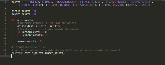 1 points = [ [-0.8322,-0.4899], [-0.5224,0.5117], [0.7583,0.8756], [0.7782,-0.8260], [0.2597,0.6354], [-0.0072,-0.6112], [-6.
