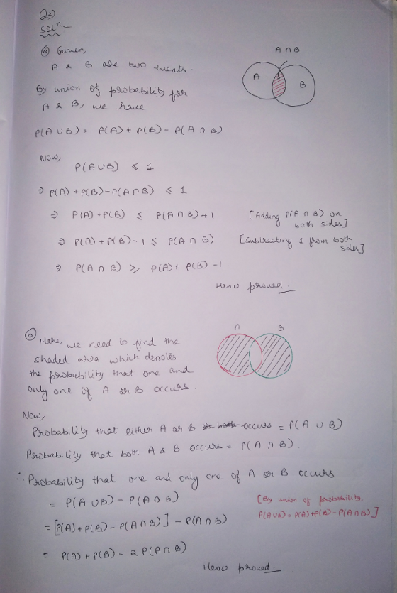 2) Gowen, both sdarJ u nienoad to tind tha chaded osaa whiuh denstes Now, Probability that one and ondul eve ot A t 6 oc wchs