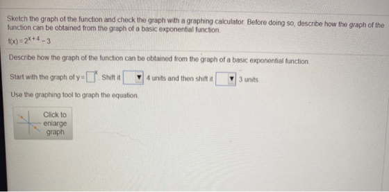 Sketch the graph of the function and check the graph with a graphing calculator. Before doing so, describe how the graph of t