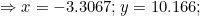 r-3.3067; y= 10.166;
