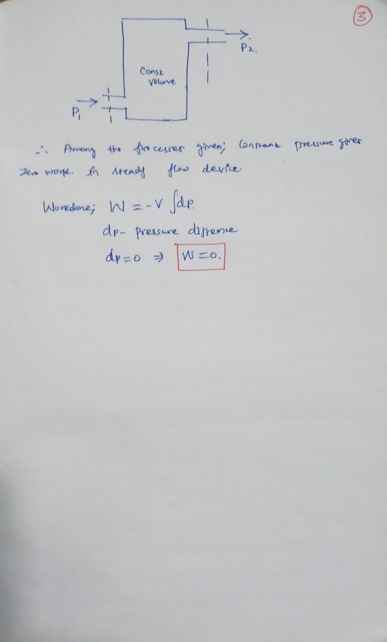 3 Pz. Const Volune P. - Among the processes given; Constante pressure giver Jer worpe. A steady flow device Ser. Wonedone; N