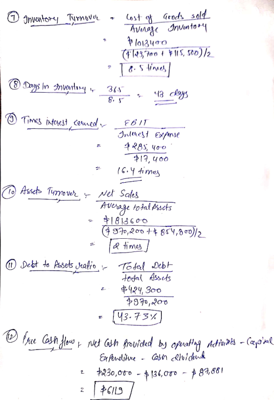 1 Inventory Turnover a cost of Goods sold Average Inventory • Þ13400 (41.23,700 4 # 115,500)/2 1 8.5 lines] * Days in Mougint