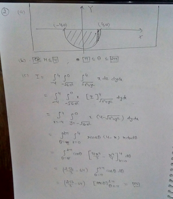 (-40) (4,0) (6) LOK r=4 , & CO SR it I= sugo se x de dyde -4 -116-72 J1Y SAR = sus & [2] dy dhe -4 -516-12 - s so & (u-Jazy)