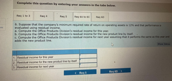Complete this question by entering your answers in the tabs below. Req 1 to 3 Req 4 Req 6A to 6C| Req 5 Req 6D 6. Suppose tha