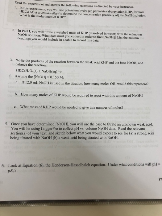 Read the experiment and answer the following questions as directed by your instructor. 1. In this experiment, you will use po