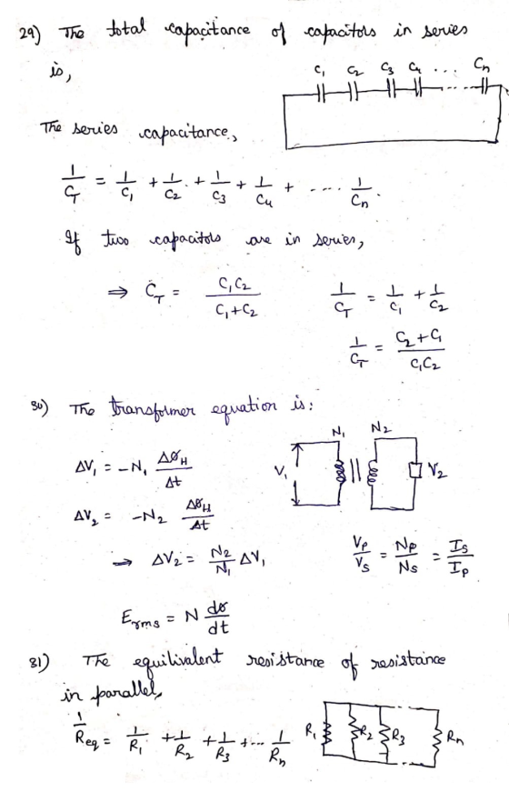 29) The total capacitance of capacitors in series ci acco. Con is, The series capacitance, ¢ the tutorico of two capacitors a