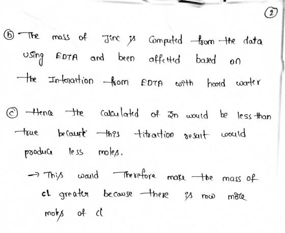 22 The mass of Tinc Computid om he data been OSing EDTA and baed affetid on the Intoattion -kom hand oarter EDTA coth Calau l