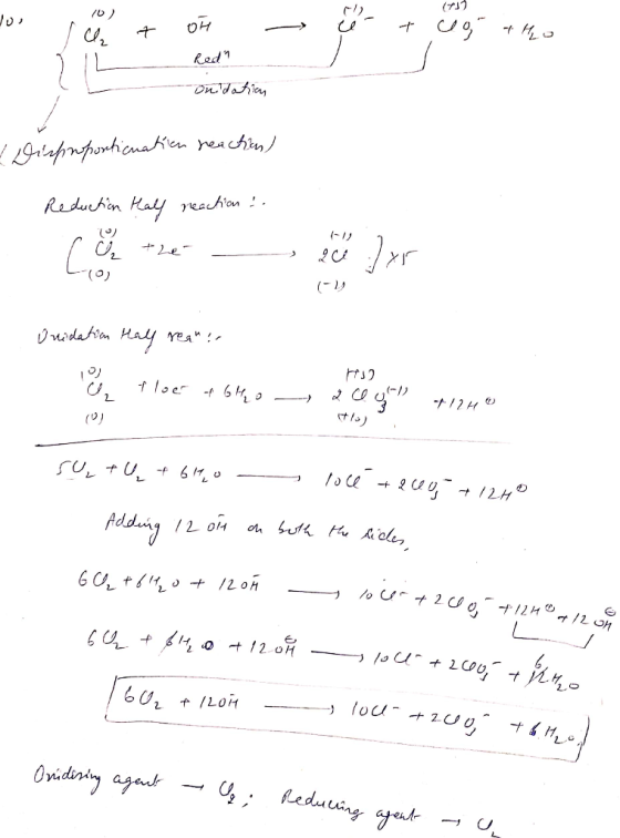 woot of the onidation disproportionation reaction) Reduction Hall reaction & růthe - Log (-11 2 )xr Onidation Hall rean, ts)