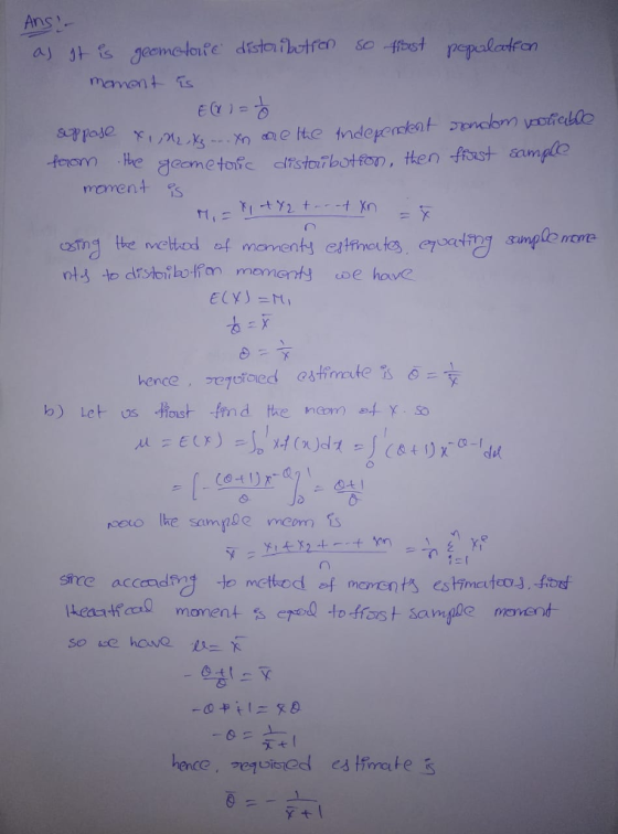 Ans tken frst samgle moment ルで nts to drstobon momant e have hence , b) Let- ups trust -find the narne.fx.so 04DE