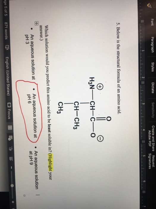 8 Font P aragraph Styles Dictate Sensitivity Create and Share Request Adobe PDF Signatures 5. Below is the structural formula