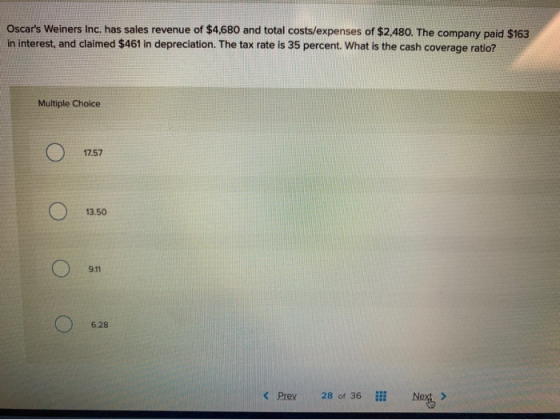 Oscars Weiners Inc. has sales revenue of $4,680 and total costs/expenses of $2,480. The company paid $163 in interest, and c