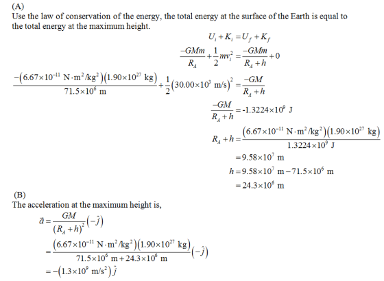 Use the law of conservation of the energy, the total energy at the surface of the Earth is equal to the total energy at the m