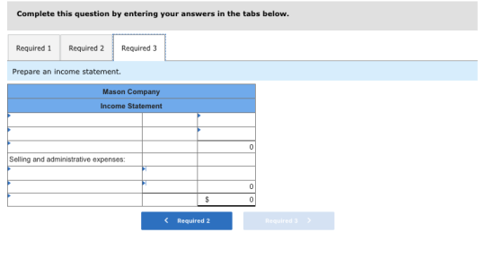 Complete this question by entering your answers in the tabs below. Required 1 Required 2 Required 3 Prepare an income stateme