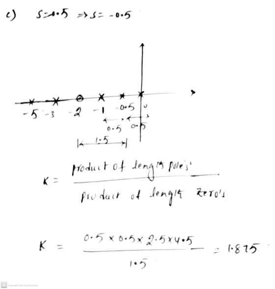 c) S-005 S: -0.5 X * -5-3 -0.5 u es 0.5 0. la 1:5 7 product of de length Poles of lengle product of Zeros 0.5 x 0.5x2.5x405