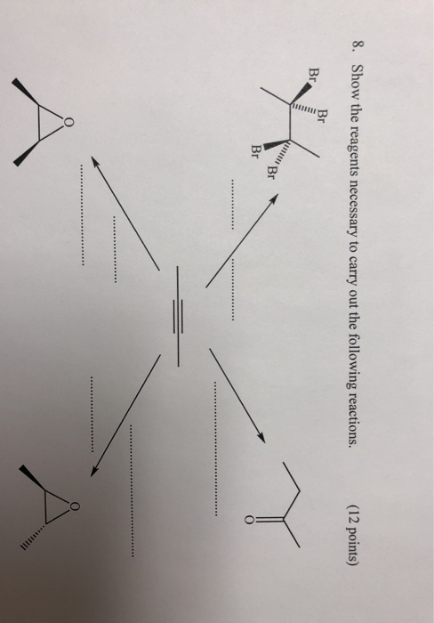 8. Show the reagents necessary to carry out the following reactions. (12 points) Br Br, Cum Br Br