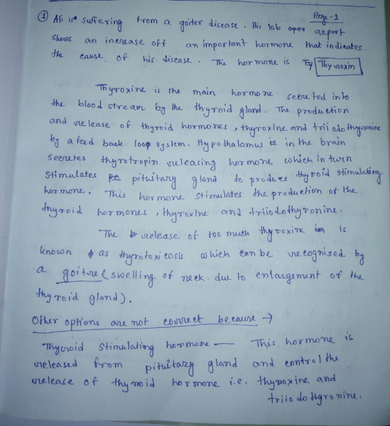 Ali ise suffering from a His lab Shows Page 1 goiter disease aper report an increase off important hormone that in dieates ca