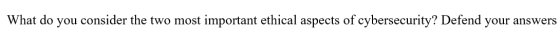 What do you consider the two most important ethical aspects of cybersecurity? Defend your answers