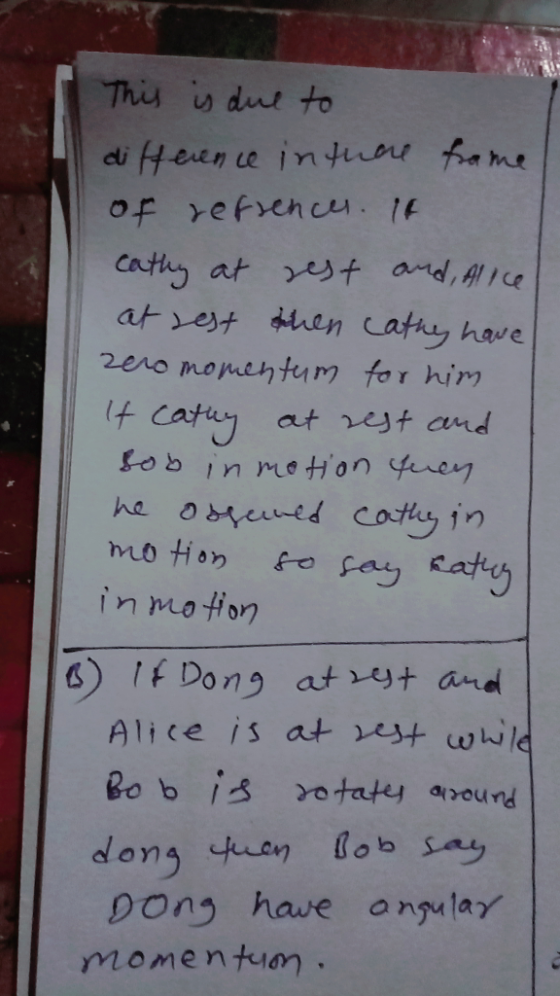 he of vefyehcu. 2eno mopuentum for hiry 나 at ret and 0 7n Alice is at +ww/d pons have angula momentum