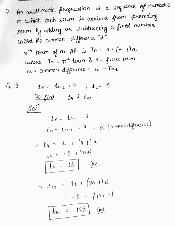 → An arithmetic proguession is a sequence of numbers in which each team is derived from preceding terem by adding ou subtract