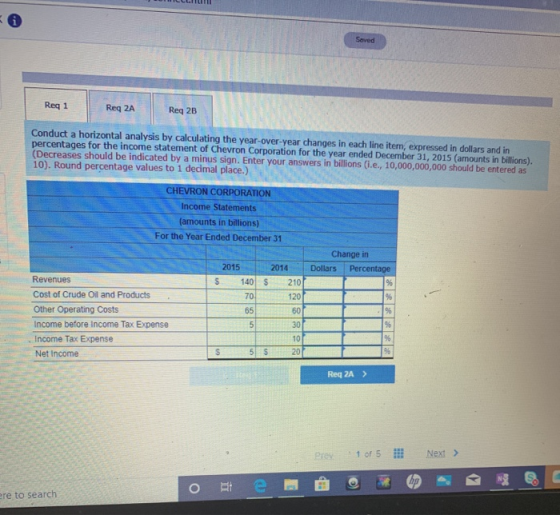 Sed Reg 1 Req ZA Req 2B Conduct a horizontal analysis by calculating the year-over-year changes in each line item, expressed