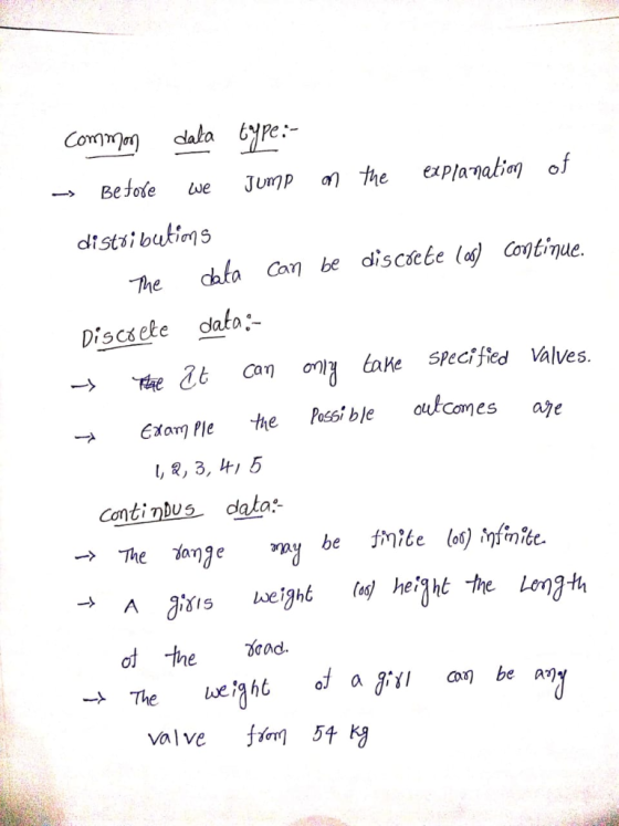 e. distsi butio13 Discaete dato: → exam ple the Possi ble ot 5 Comes aje , R, 3, Comtinbus data: valve 54