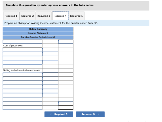 Complete this question by entering your answers in the tabs below. Required 1 Required 2 Required 3 Required 4 Required 5 Pre
