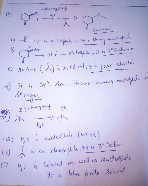 leaving group 6 Inversion a) – It is Nucleophile It is strong Nucleophile spor - It is an electrophile, It is 20 Carbon as c)