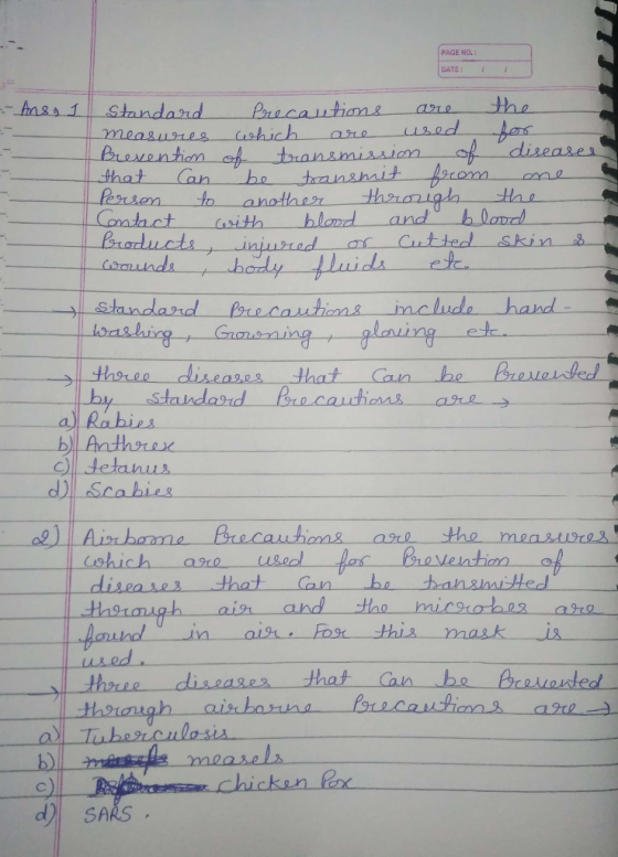 PAGE HO.: DATE: the Precautions ushich Standard are sed f transnait orom Hae measures are diseases Prevention ef transmission
