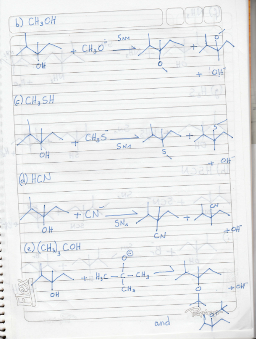 6) CH₃OH Sun + CH₂O 애 (6) CH₂ SH اہلکات - 애 * ح الCN + CN . لها 5 . 얘 ع ملی (e) (CH ₃ COH ç-CH₂ of CH3 and