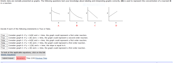 Kinetic data are normally presented as graphs. The following questions test your knowledge about labeling and interpreting gr