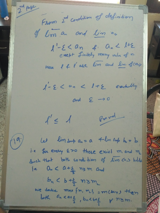 1 2nd pase From 2nd condition of definition of lim an and lin an 1-{<an & An< lte except finitely many value of a Here & f