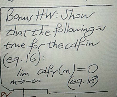 Bonus HW: Show that the following in true for the colfin 9.16): 1 lim colfy(n)=0 m-a (eg. 18) I