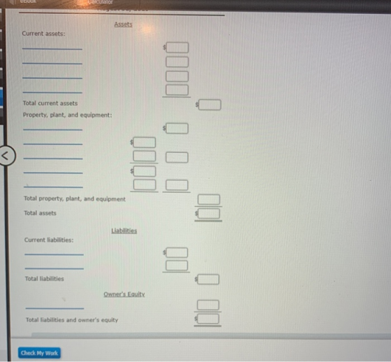 EDUUR valculator Assets Current assets: Total current assets Property, plant, and equipment: < Total property, plant, and equ