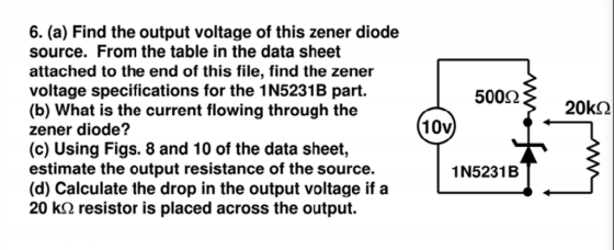 Find the output voltage of this zener diode source