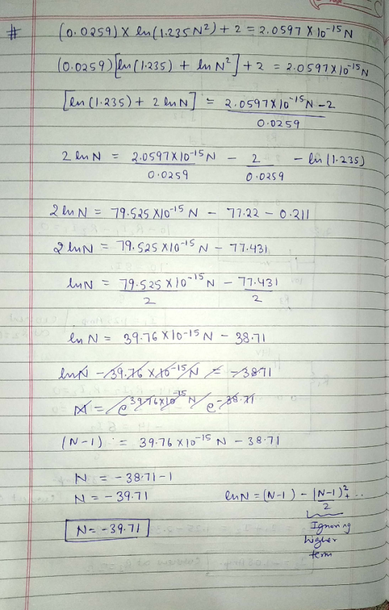 51).Χ.Im/ 1,2 2 S N 2) + 2 = 2.0597 x lodeN leun (1-235) + 2ANİ 느 2.0597x)0-5N-2 0:0259 o.0259 0 02S 9 2 15 DA N38 71 N3-39.7