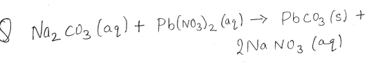 y Naz Coz (aq) + Pb(NO3)2 (aq) → Pbcoz (s) + 2N NO₂ (aq)
