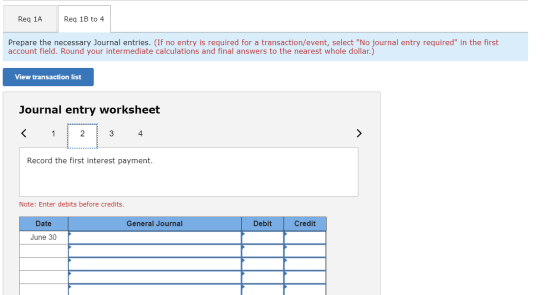 Req 1A Req 13 to 4 Prepare the necessary Journal entries. (If no entry is required for a transaction/event, select No journa