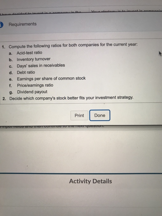 القميصتمانیسماعلمی ناملمقام امتصاصط1 3 Requirements a. 1. Compute the following ratios for both companies for the current yea