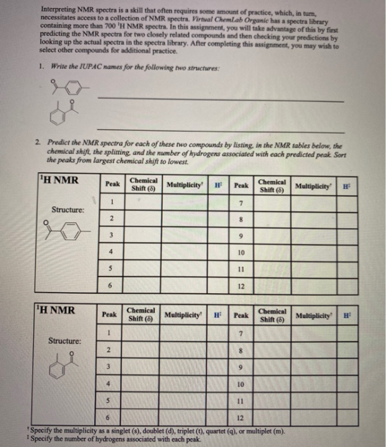 Interpreting NMR spectra is a skill that often requires some amount of practice, which in turn, necessitates access to a coll