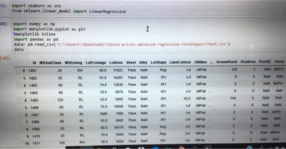 9]: import seaborn as sns from sklearn.linear model import LinearRegression 20]: import numpy as np import matplotlib.pyplot