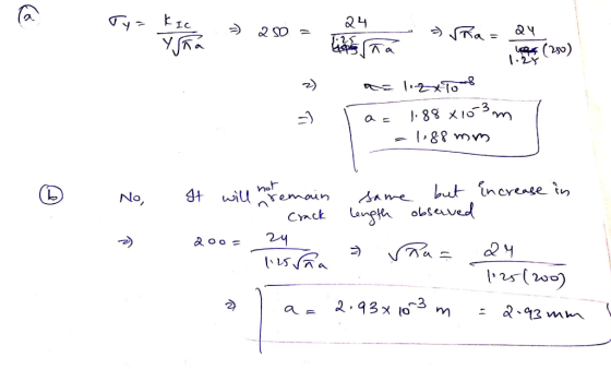 Ty= kic Ygła 250 = 24 ->ña = 2y lips St los (290) 1.28 a lizxło 1.88 x103 m -1.88 mm -). b No, same but increase in length ob