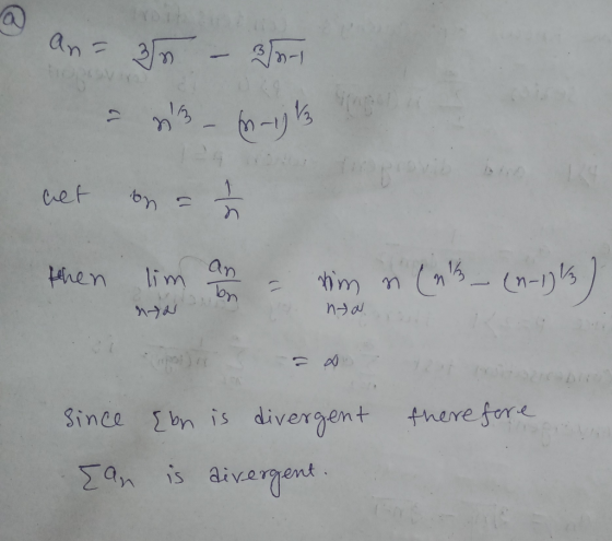 an20-80- ns five net on a then lim and a sim n (as_ (n-1)/ ) หม therefore since Can {bn is divergent is divergent.