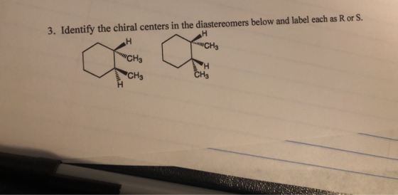 3. Identify the chiral centers in the diastereomers below and label each as R or S.