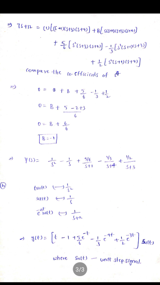 3 75+12 - WLES+25+3)(8+4)] + b[ses+01+3)(8+13) + [5(5+3) (s+)) - { $$t121543) +{{sis+y)s+43] compaye the co-efficients of