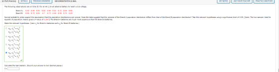 [3.75/5 Points] DETAILS PREVIOUS ANSWERS DEVORESTAT9 9.E.064. MY NOTES ASK YOUR TEACHER PRACTICE ANOTHER The following observ