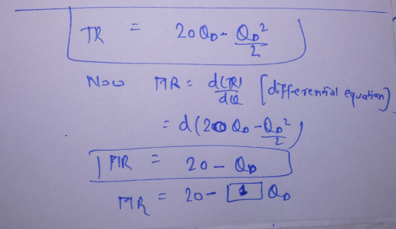 TR = 2000- Q2 Now FR=DER [differential equation] -d(2000-20) I FIR = 20-Qp PR = 20- [Oo