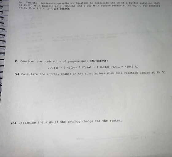 Use the Henderson-Hasselbalch Equation to calculate the pH of a buffer solution that 10 0.050 Min benzoic acid (HC,1,0,) and