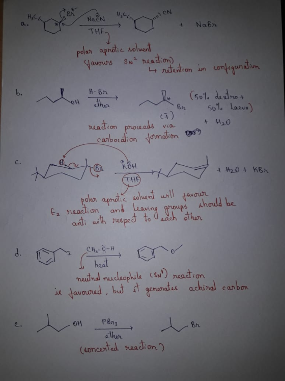 H.C . ON HC NaN + Nabr THE polar aprotic solvent Yavours SN² reaction) retention in configuration H- Br OH ether I (50% dextr